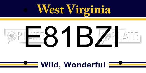 E81BZI West Virginia License Plate