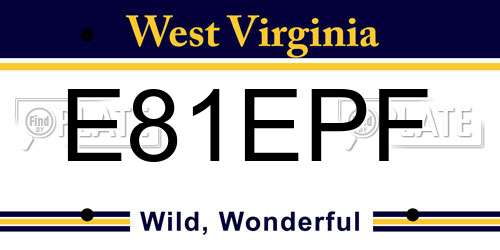 E81EPF West Virginia License Plate