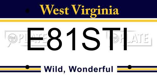 E81STI West Virginia License Plate