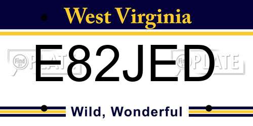 E82JED West Virginia License Plate