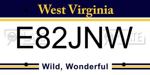 E82JNW West Virginia License Plate