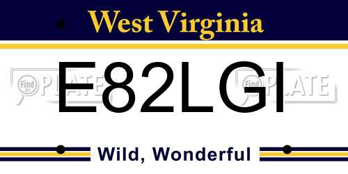 E82LGI West Virginia License Plate