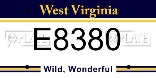 E8380 West Virginia License Plate