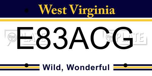 E83ACG West Virginia License Plate