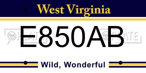 E850AB West Virginia License Plate