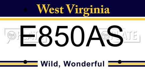 E850AS West Virginia License Plate