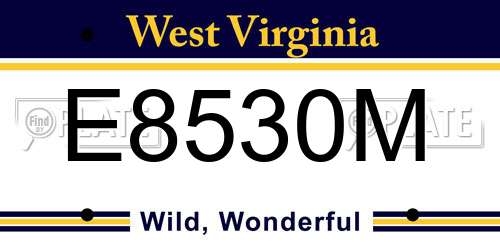 E8530M West Virginia License Plate
