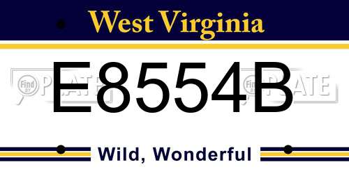 E8554B West Virginia License Plate