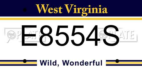 E8554S West Virginia License Plate