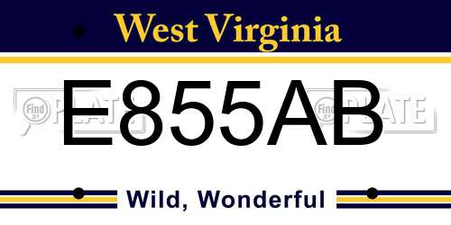 E855AB West Virginia License Plate