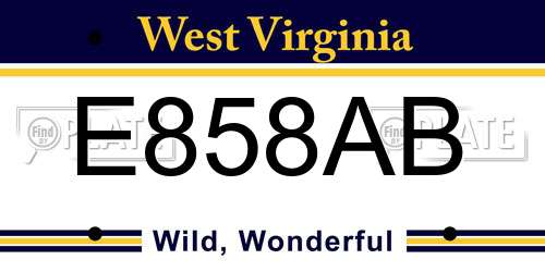 E858AB West Virginia License Plate