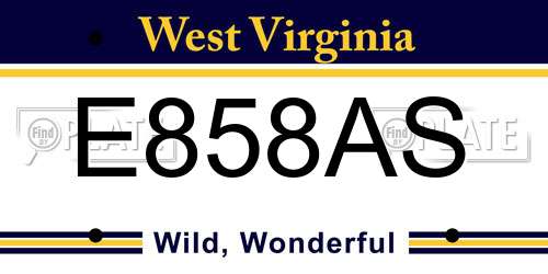 E858AS West Virginia License Plate