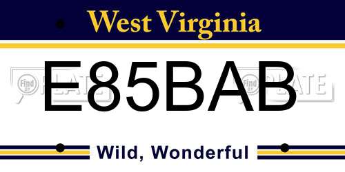 E85BAB West Virginia License Plate