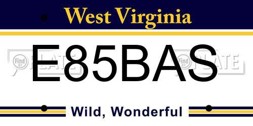 E85BAS West Virginia License Plate