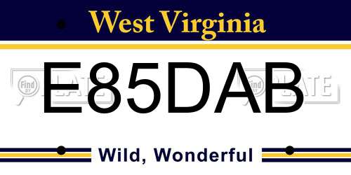 E85DAB West Virginia License Plate