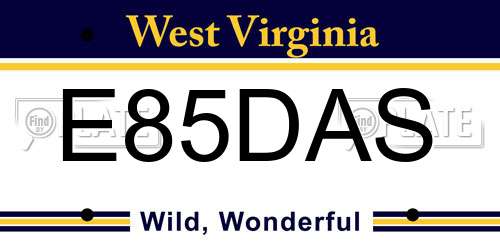 E85DAS West Virginia License Plate