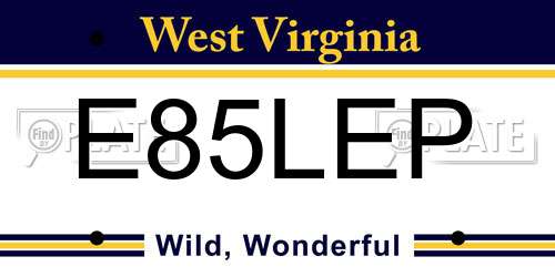 E85LEP West Virginia License Plate