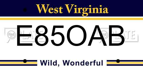 E85OAB West Virginia License Plate