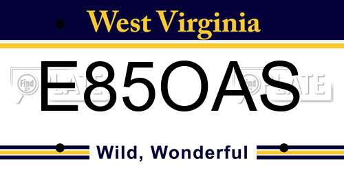 E85OAS West Virginia License Plate