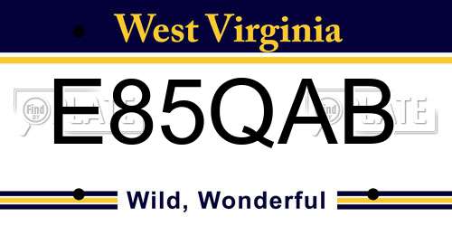 E85QAB West Virginia License Plate