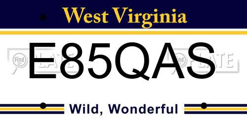 E85QAS West Virginia License Plate