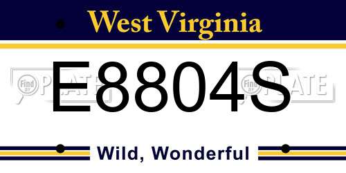 E8804S West Virginia License Plate