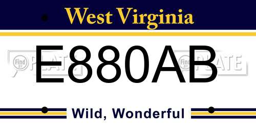 E880AB West Virginia License Plate