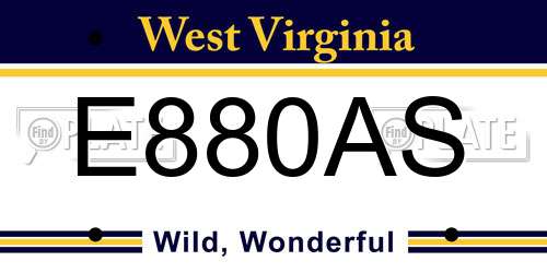 E880AS West Virginia License Plate