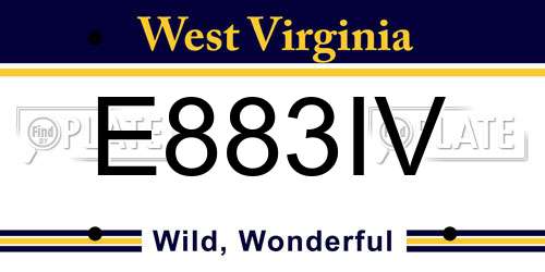 E883IV West Virginia License Plate