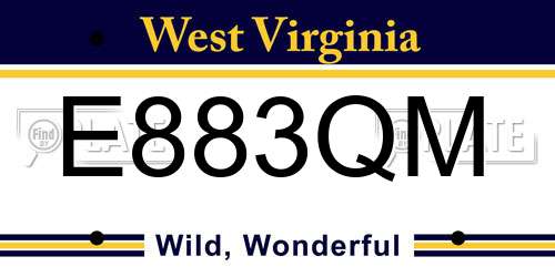 E883QM West Virginia License Plate