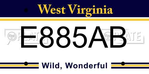 E885AB West Virginia License Plate