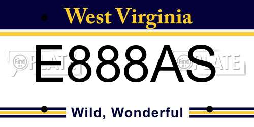 E888AS West Virginia License Plate