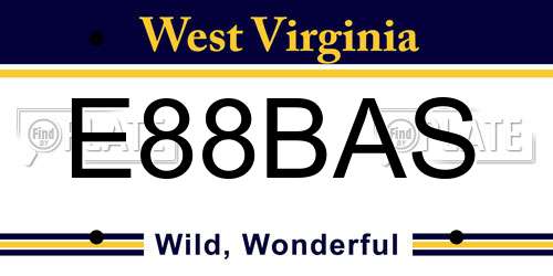 E88BAS West Virginia License Plate