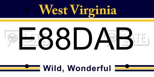 E88DAB West Virginia License Plate