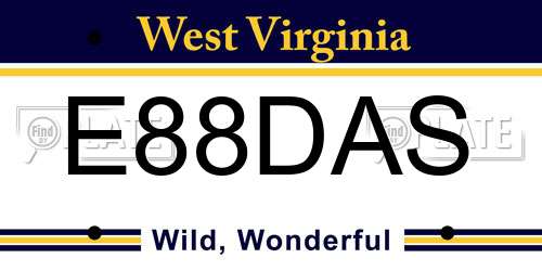 E88DAS West Virginia License Plate