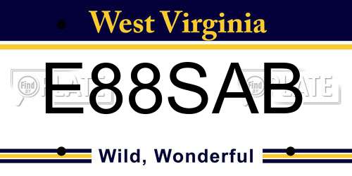 E88SAB West Virginia License Plate