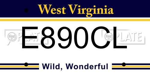 E890CL West Virginia License Plate