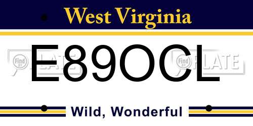 E89OCL West Virginia License Plate