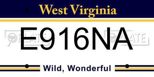 E916NA West Virginia License Plate