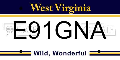 E91GNA West Virginia License Plate