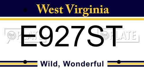 E927ST West Virginia License Plate