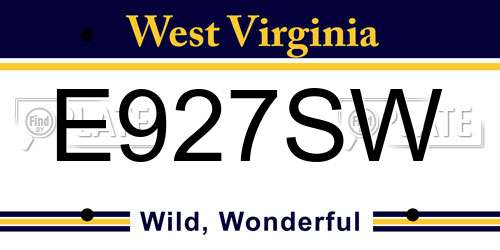 E927SW West Virginia License Plate