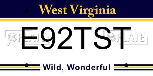 E92TST West Virginia License Plate