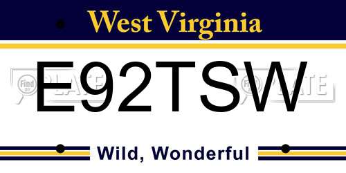E92TSW West Virginia License Plate