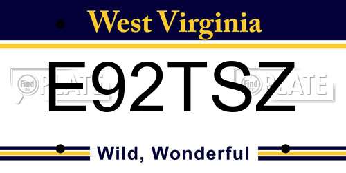 E92TSZ West Virginia License Plate