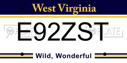 E92ZST West Virginia License Plate