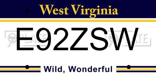 E92ZSW West Virginia License Plate