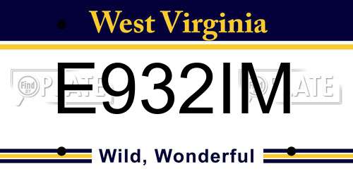 E932IM West Virginia License Plate