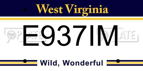 E937IM West Virginia License Plate
