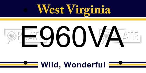E960VA West Virginia License Plate